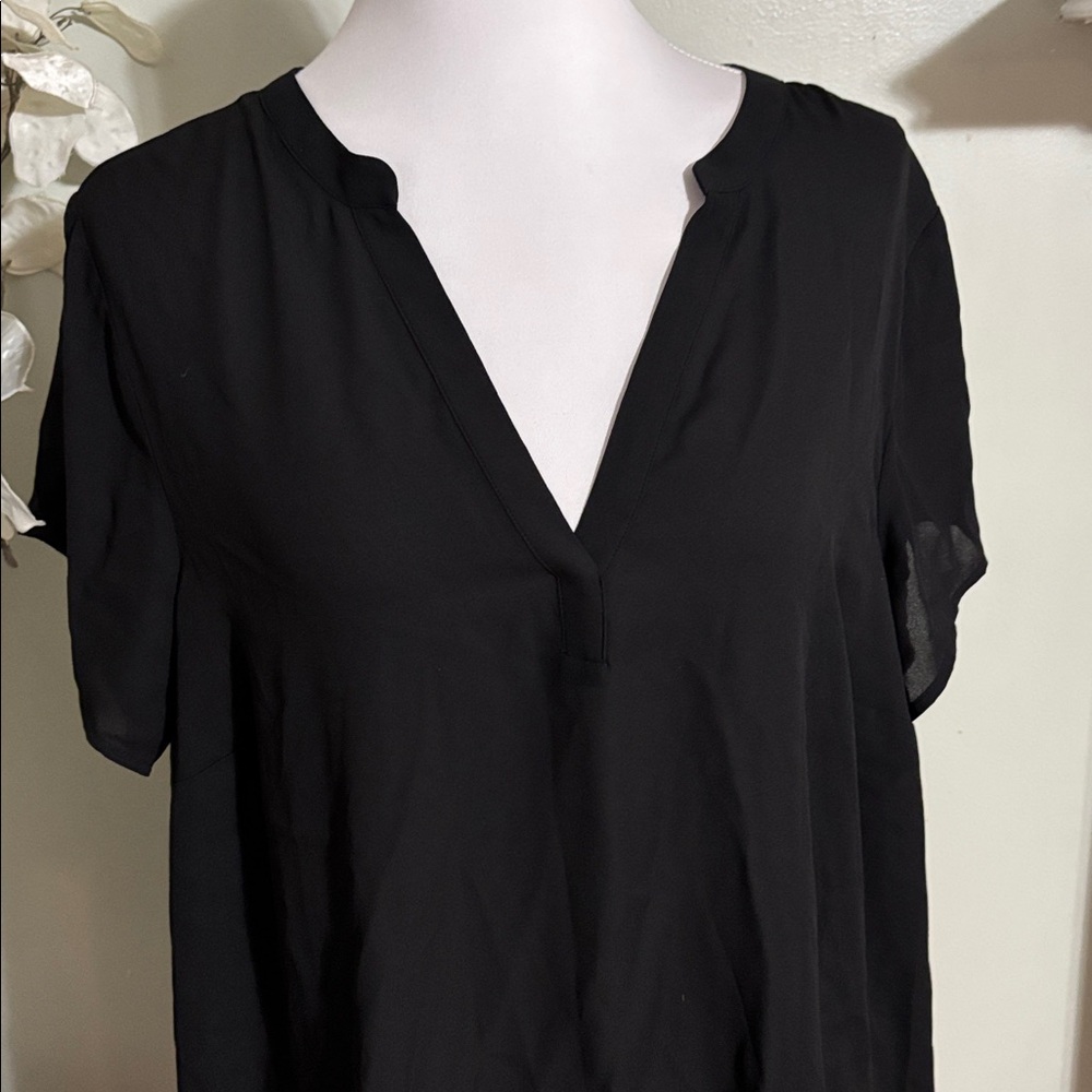 Torrid Black V Neck High Low Plus Size Blouse - Picture 2 of 6